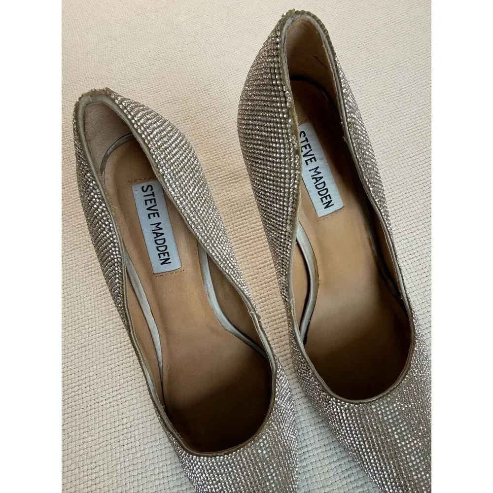 Steve Madden “Daisie” Rhinestone Stiletto Pumps Silver Size 8 Heels Sparkly - Picture 8 of 11